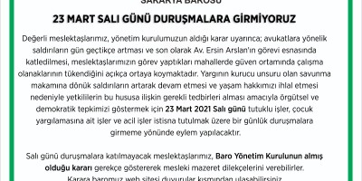 Sakarya Barosu’ndan eylem: Avukatlar duruşmalara girmedi