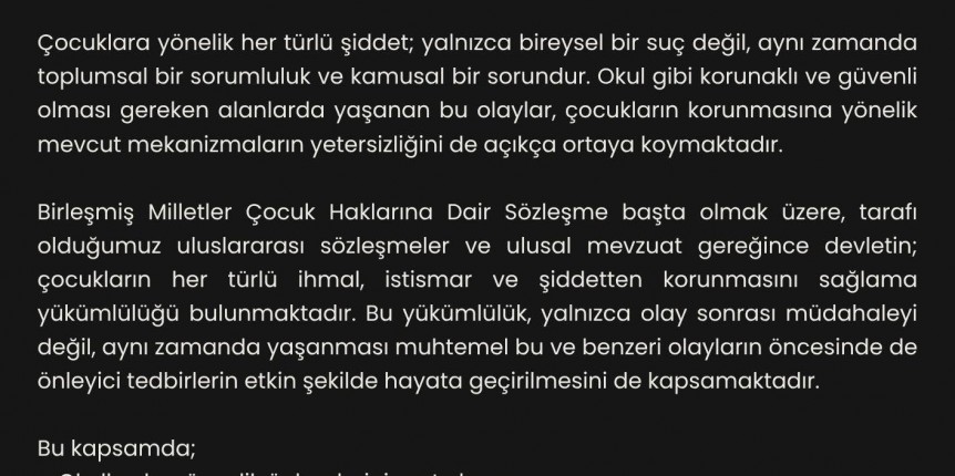 Çocuk Hakları Merkezi'nden basın açıklaması