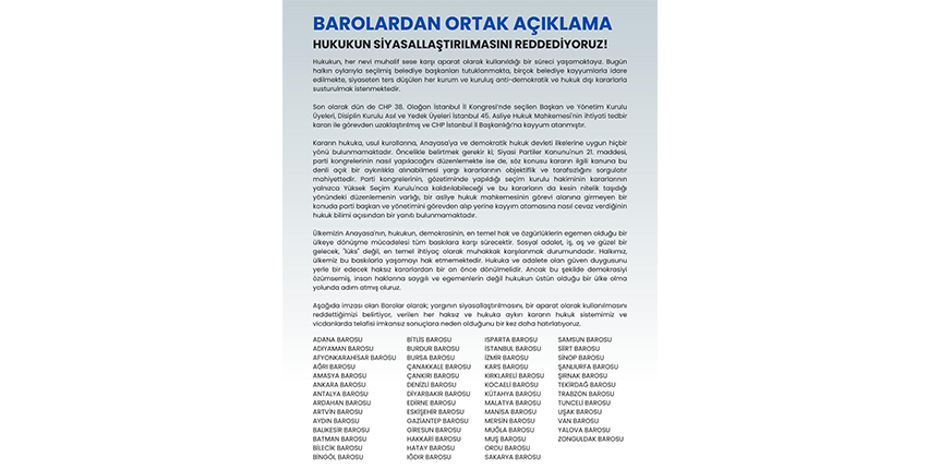 Hukukun Siyasallaştırılmasını Reddediyoruz!