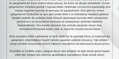 Baro’dan yangınlarla ilgili açıklama