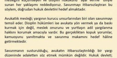 SAVUNMAYI HEDEF ALAN SÖYLEMLERİ REDDEDİYORUZ