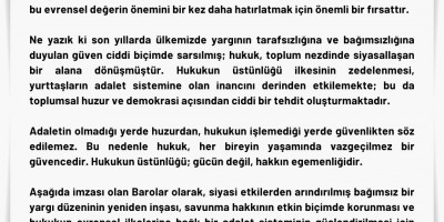 10 Temmuz Dünya Hukuk Günü ortak açıklama