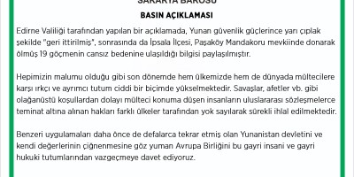Baro’dan donarak ölen göçmenler hakkında açıklama