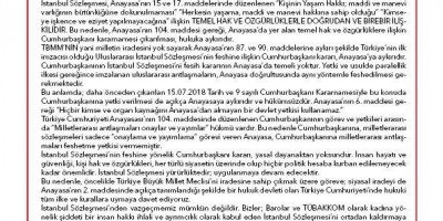 İstanbul Sözleşmesi yürürlüktedir