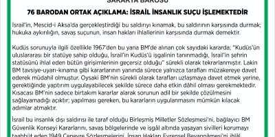 76 barodan ortak açıklama: İsrail insanlık suçu işlemektedir